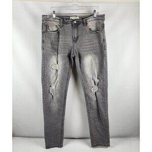 PREME Jeans Mens 34x33 Vintage Distressed Gray Denim